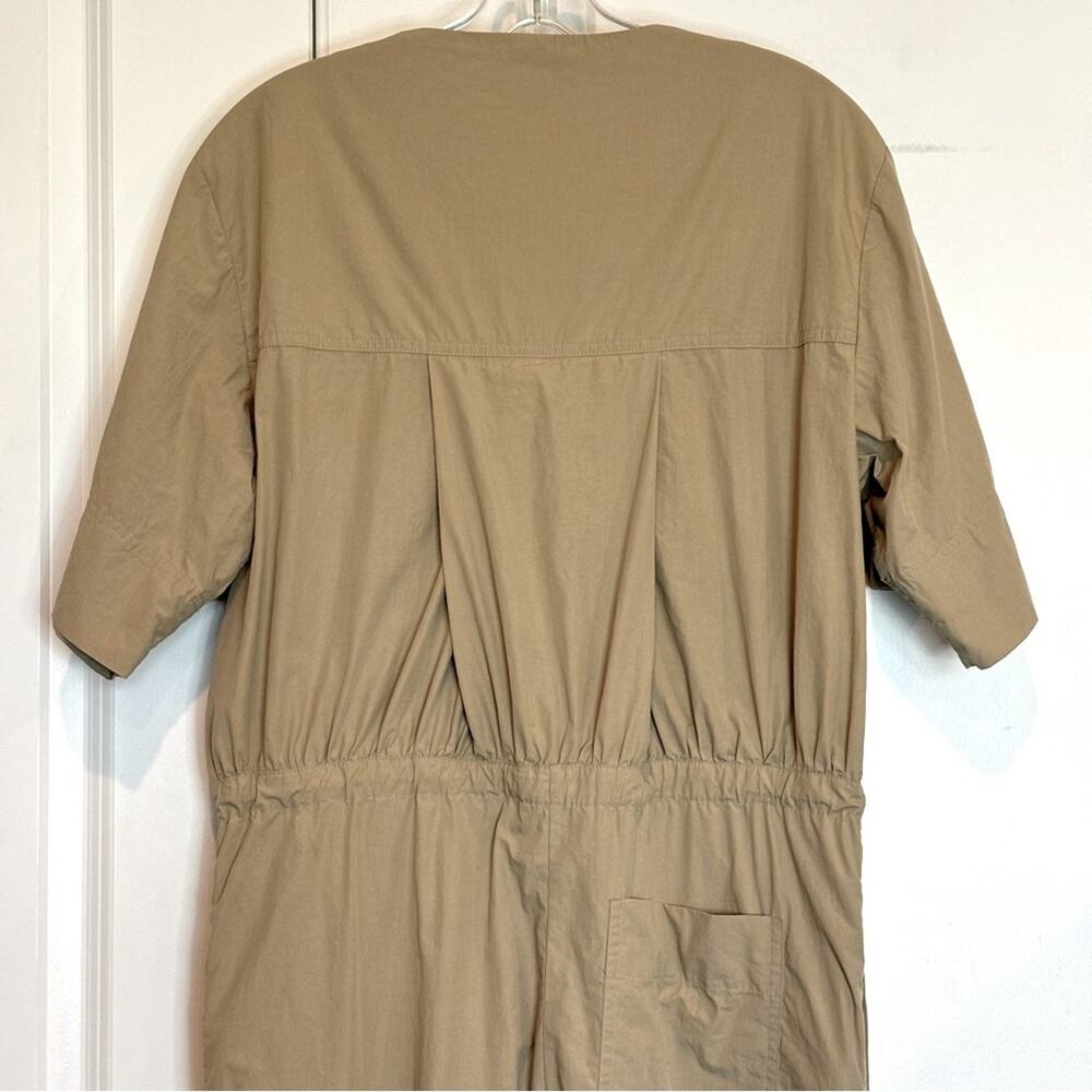 COS Tan Organic Cotton V-neck Short Sleeve Drawstring Waist Utility Jumpsuit XS - Picture 9 of 14